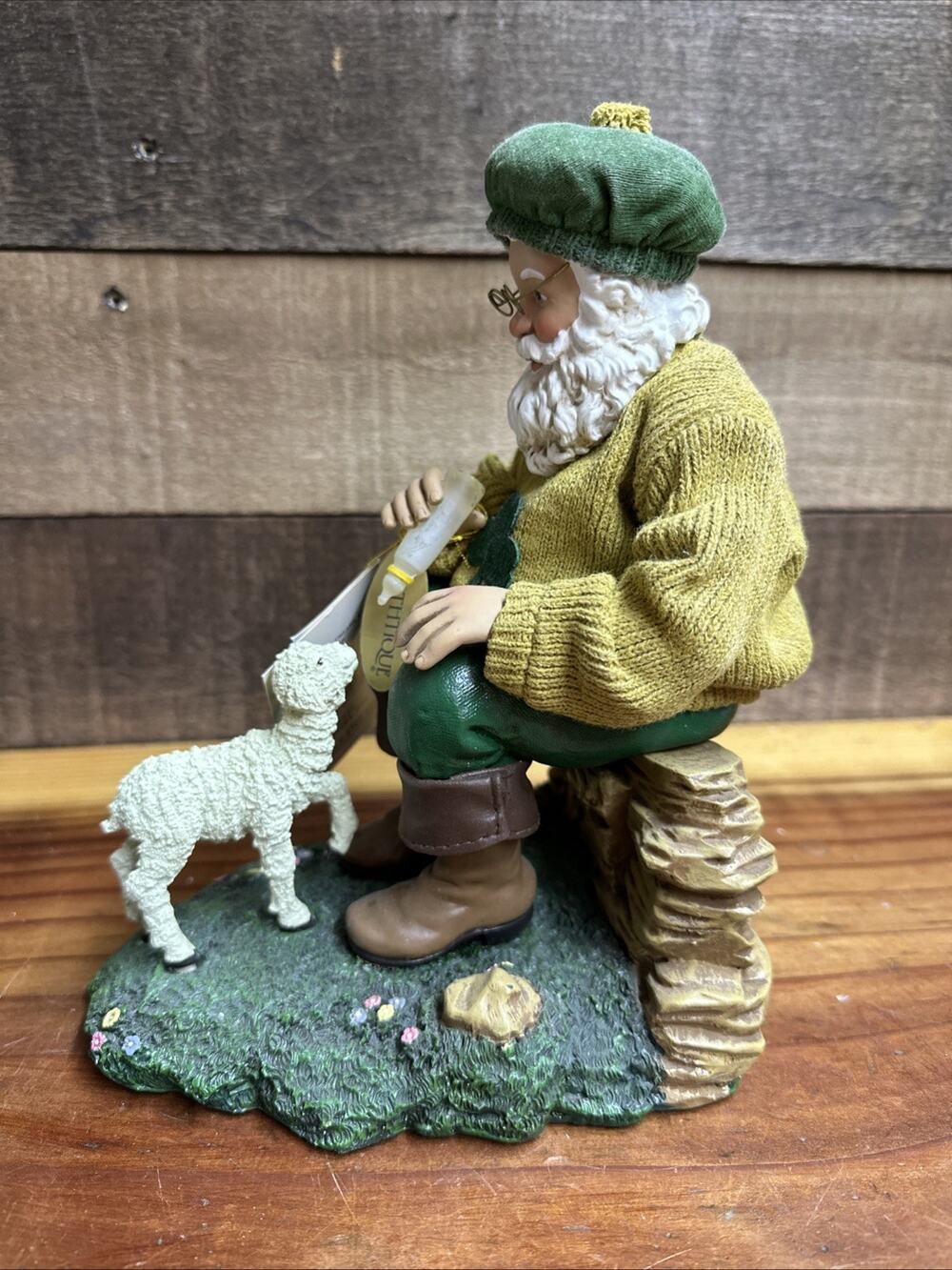Clothtique Possible Dreams Santa with Sheep- Wee Wooly One Irish Ireland In Box